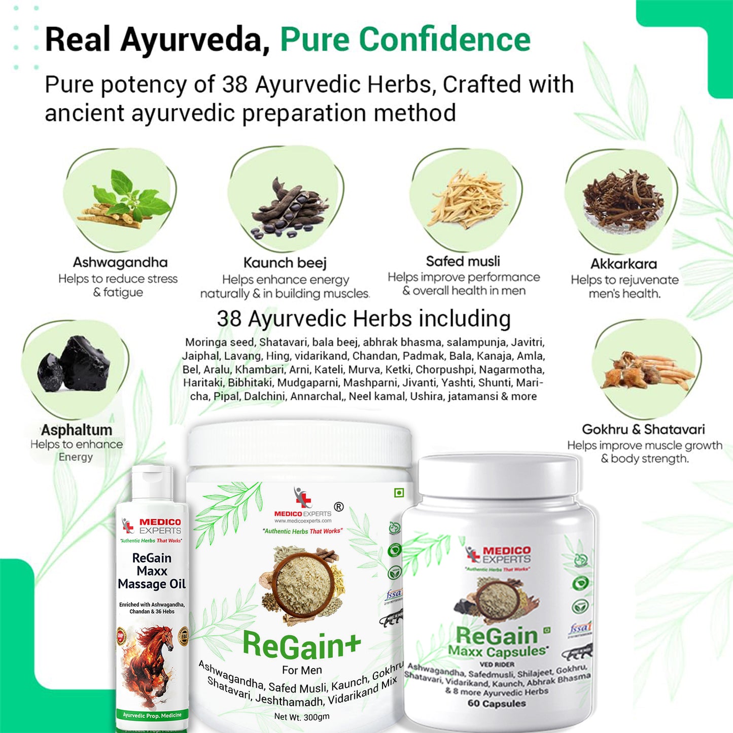 ReGain Kit - ReGain+ Powder, Regain Maxx Capsule & ReGain Maxx Massage Oil
