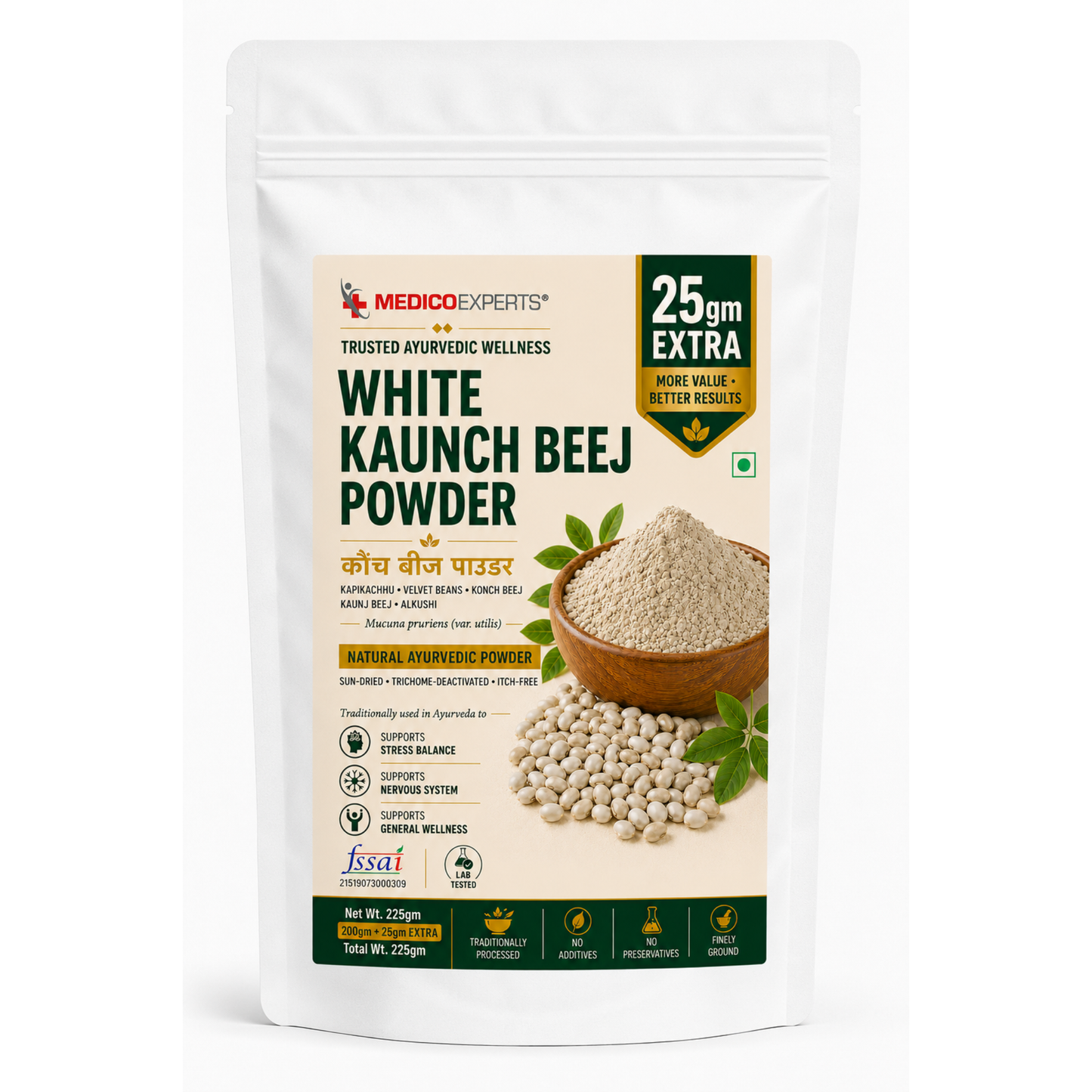White Kaunch Beej Powder — Nature's Dopamine Herb for Calm, Clarity & Stress Relief