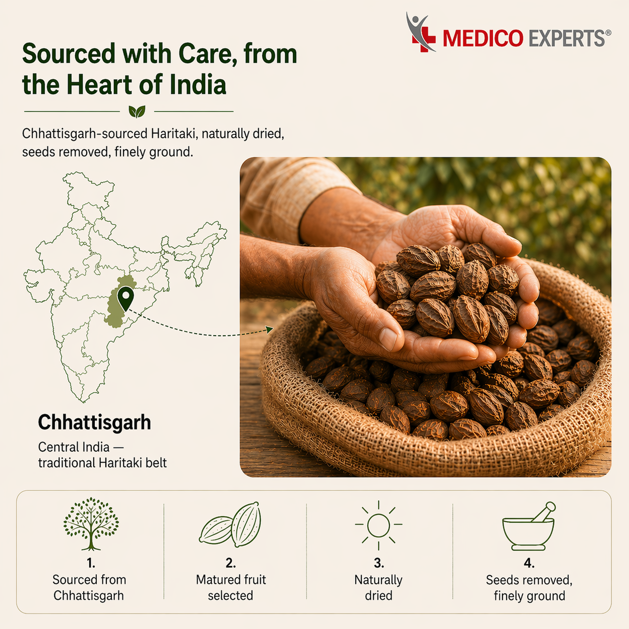 MedicoExperts Organic Harad Powder| Haritaki | Inknut | Terminalia Chebula | FSSAI Certified, Lab Tested, No Additives