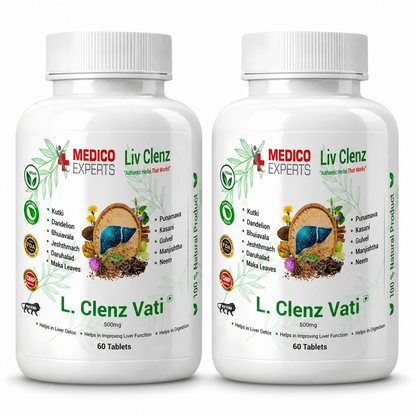 MedicoExperts L Clenz Vati - Ayurvedic Liver Detox Supplement | Helps Repairing Liver From Alcoholic & Fatty Liver