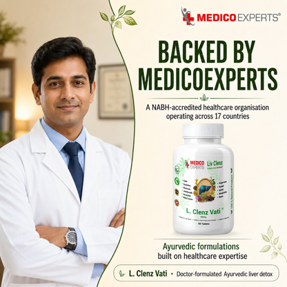 MedicoExperts L. Clenz Vati Ayurvedic Liver Detox Supplement | 11 Herbs (Dandelion, Kutki, Punarnava & more) | Fatty Liver Detox Tablets | For Daily Support After Heavy Meals & Alcohol
