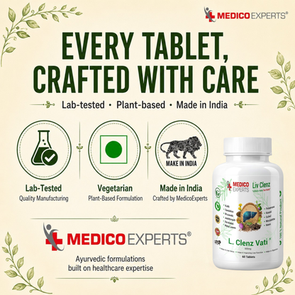 MedicoExperts L Clenz Vati - Ayurvedic Liver Detox Supplement | Helps Repairing Liver From Alcoholic & Fatty Liver