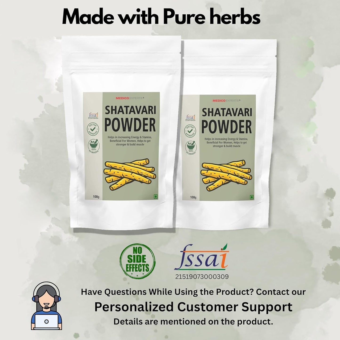 MedicoExperts Yellow Shatavari Powder (100g) - Hormonal & Vitality Support