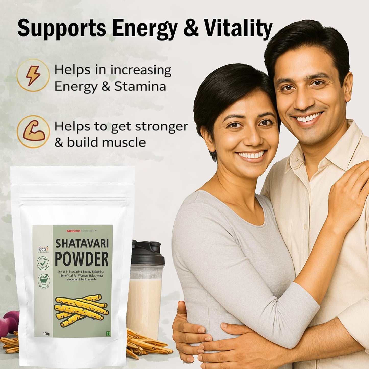 MedicoExperts Yellow Shatavari Powder (100g) - Hormonal & Vitality Support