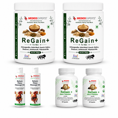 ReGain Kit - ReGain+ Powder, Regain Maxx Capsule & ReGain Maxx Massage Oil