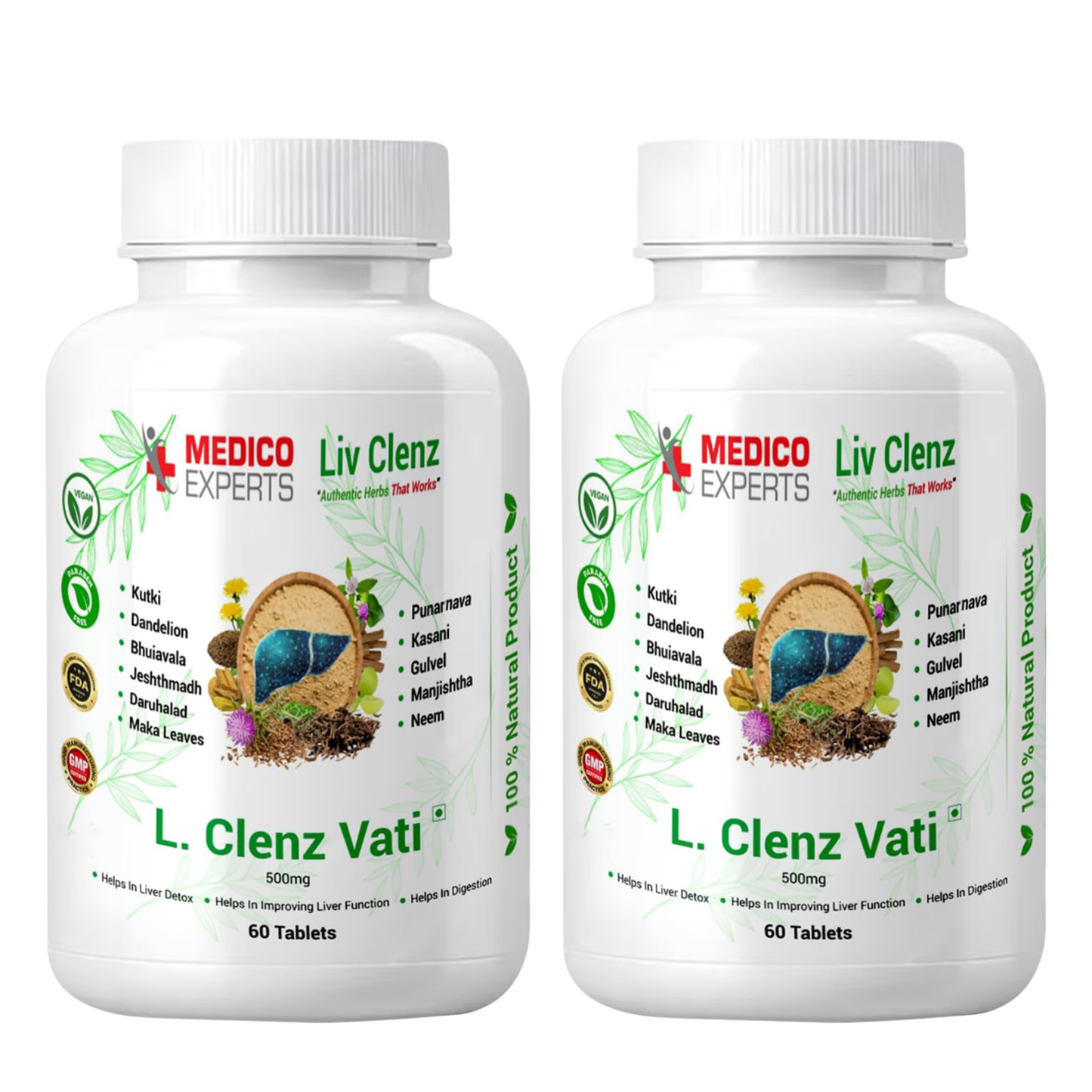 MedicoExperts L. Clenz Vati Ayurvedic Liver Detox Supplement | 11 Herbs (Dandelion, Kutki, Punarnava & more) | Fatty Liver Detox Tablets | For Daily Support After Heavy Meals & Alcohol