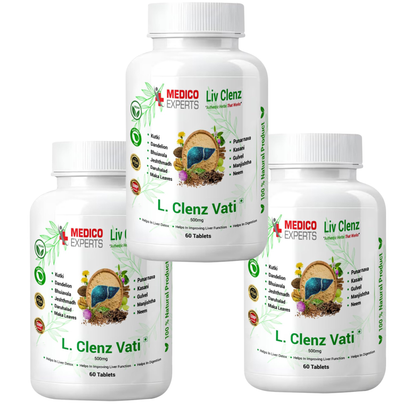 MedicoExperts L. Clenz Vati Ayurvedic Liver Detox Supplement | 11 Herbs (Dandelion, Kutki, Punarnava & more) | Fatty Liver Detox Tablets | For Daily Support After Heavy Meals & Alcohol