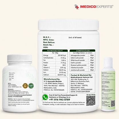 ReGain Kit - ReGain+ Powder, Regain Maxx Capsule & ReGain Maxx Massage Oil