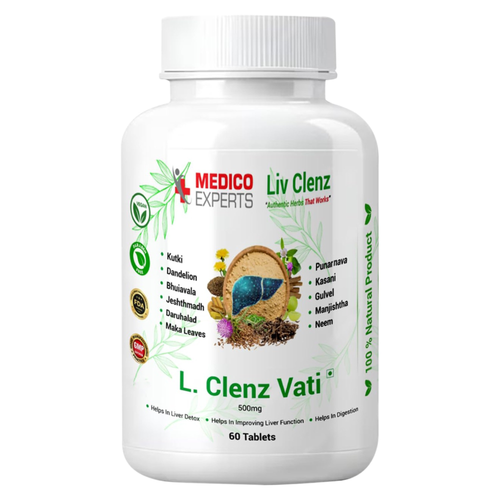 MedicoExperts L. Clenz Vati Ayurvedic Liver Detox Supplement | 11 Herbs (Dandelion, Kutki, Punarnava & more) | Fatty Liver Detox Tablets | For Daily Support After Heavy Meals & Alcohol