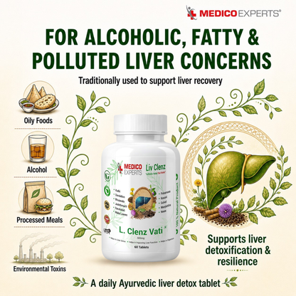 MedicoExperts L Clenz Vati - Ayurvedic Liver Detox Supplement | Helps Repairing Liver From Alcoholic & Fatty Liver