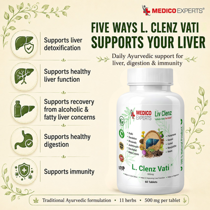 MedicoExperts L Clenz Vati - Ayurvedic Liver Detox Supplement | Helps Repairing Liver From Alcoholic & Fatty Liver