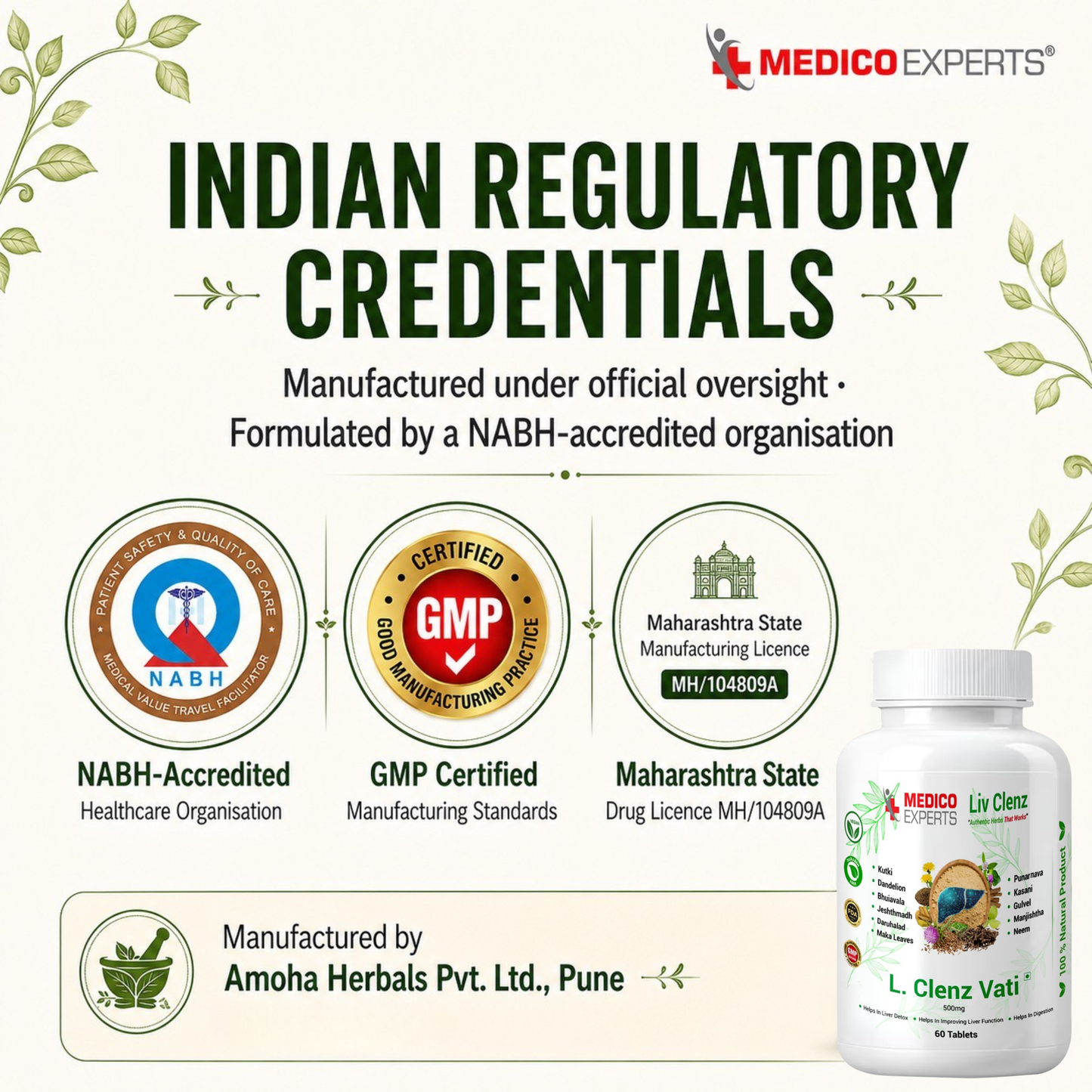 MedicoExperts L. Clenz Vati Ayurvedic Liver Detox Supplement | 11 Herbs (Dandelion, Kutki, Punarnava & more) | Fatty Liver Detox Tablets | For Daily Support After Heavy Meals & Alcohol