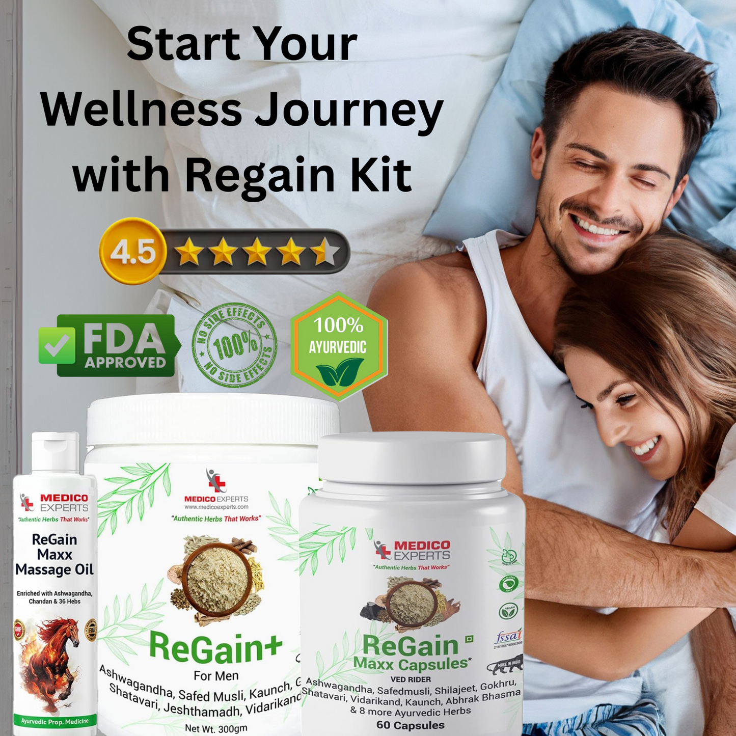 ReGain Kit - ReGain+ Powder, Regain Maxx Capsule & ReGain Maxx Massage Oil Combo